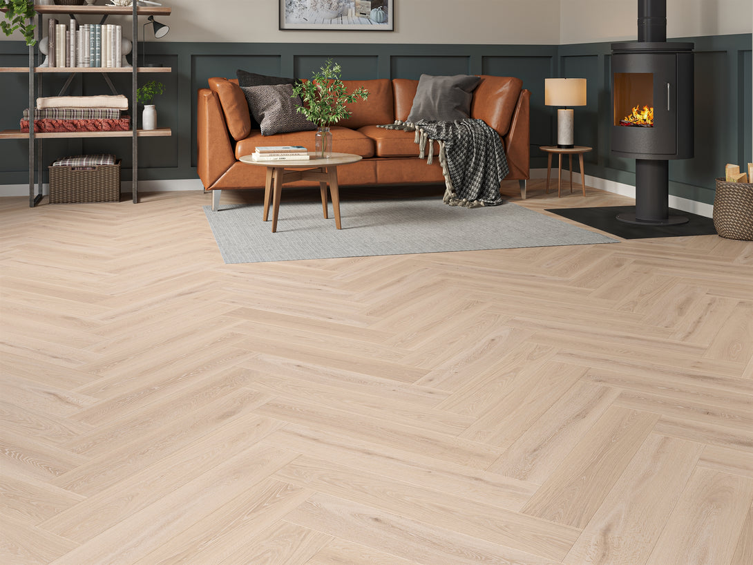 Arbor 3D Herringbone LVT Flooring - Blushed Oak