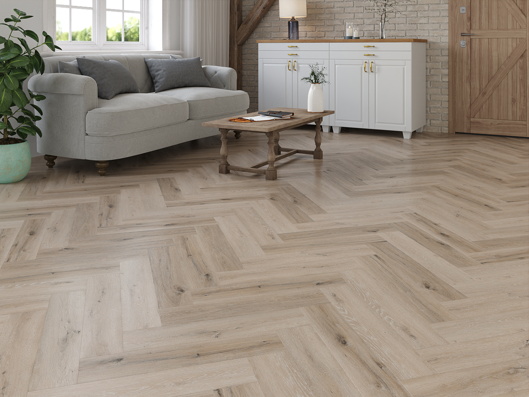 Arbor Herringbone LVT Flooring - Glacier Oak