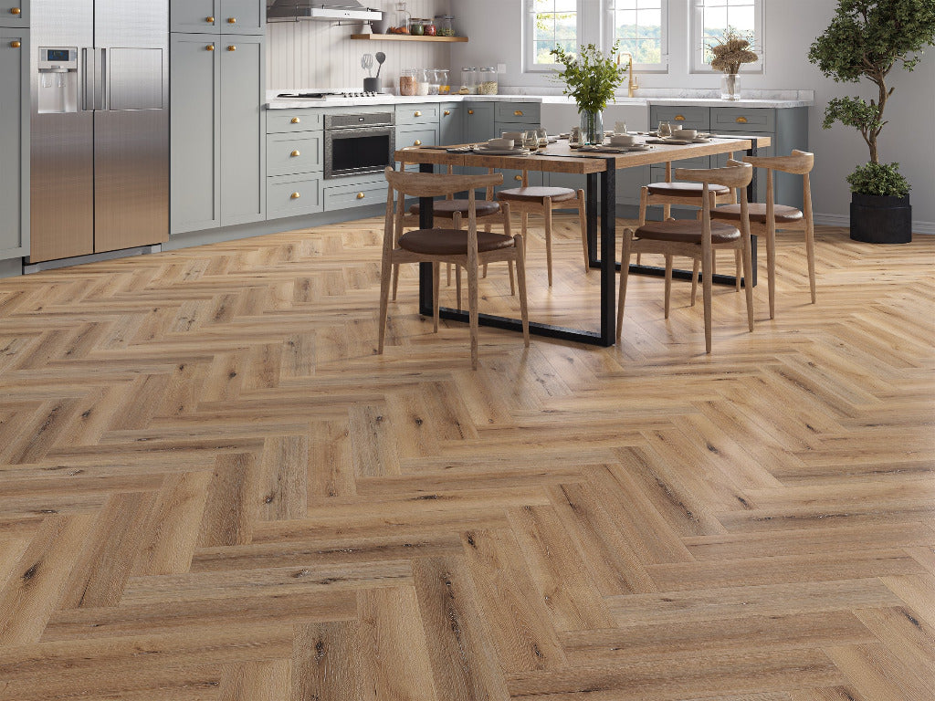 Arbor Herringbone LVT Flooring - Traditional Oak