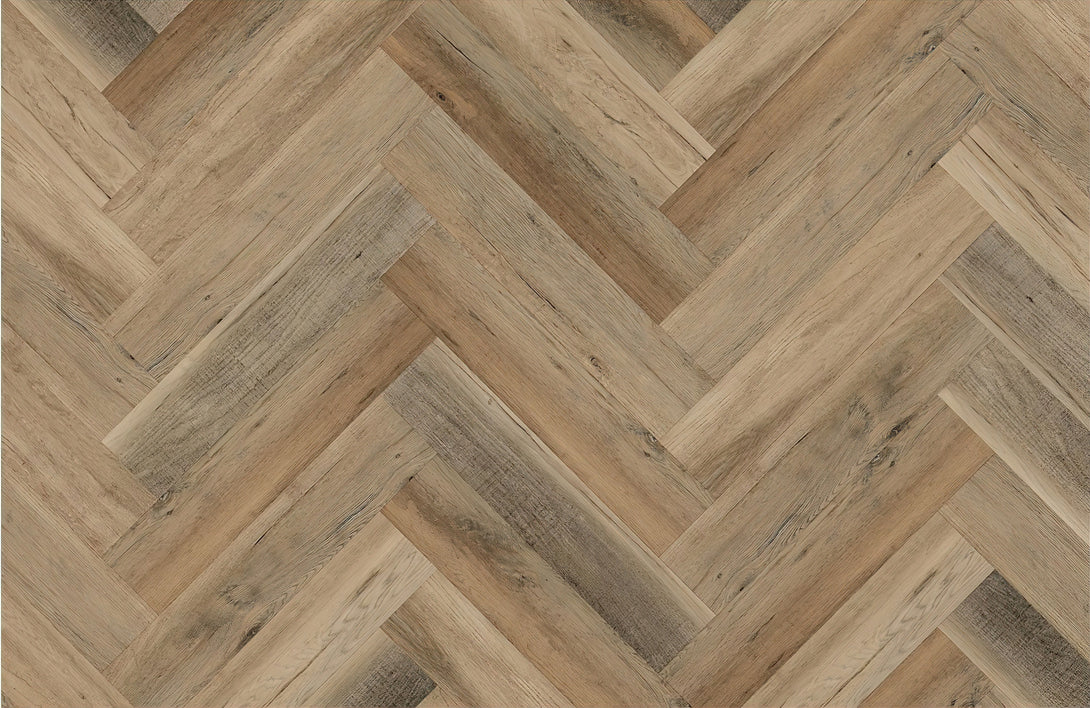 Arbor Herringbone LVT Flooring - Reclaimed Oak