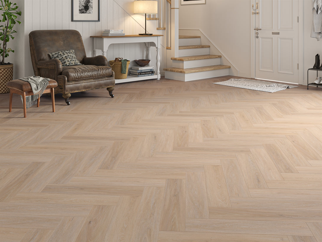 Arbor Herringbone LVT Flooring - Whitby Oak