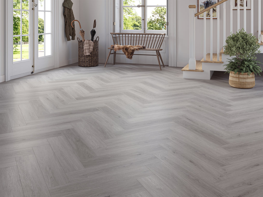 Arbor Herringbone LVT Flooring - Misty Oak