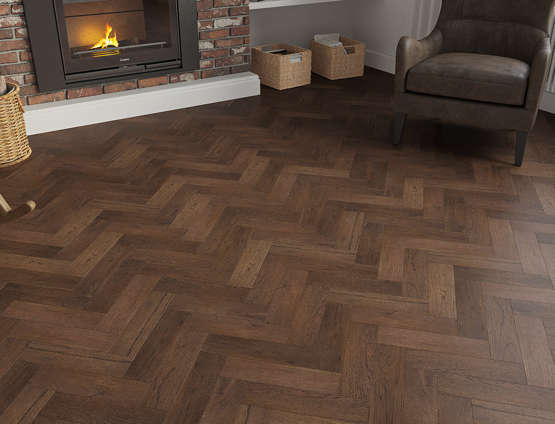 Belvedere Herringbone Engineered Wood Flooring - Cask Oak