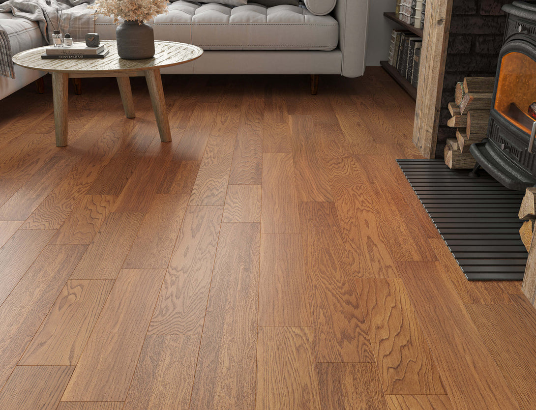 Belvedere Straight Plank Engineered Wood Flooring - Golden Vale Oak