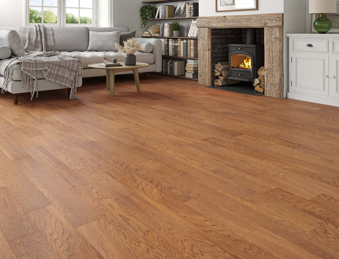 Belvedere Straight Plank Engineered Wood Flooring - Golden Vale Oak