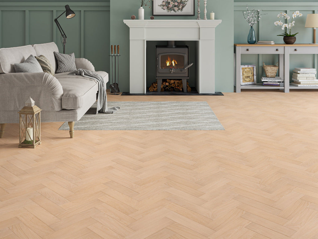 Belvedere Herringbone Engineered Wood Flooring - Traditional Oak
