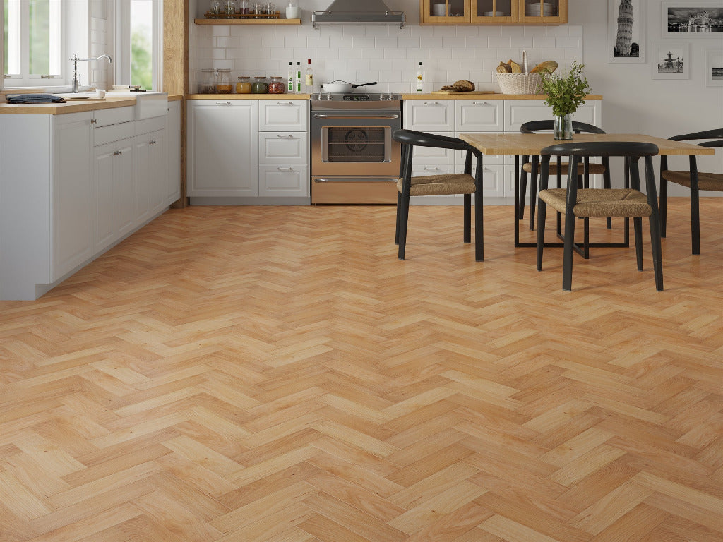 Belvedere Herringbone Engineered Wood Flooring - Amber Oak