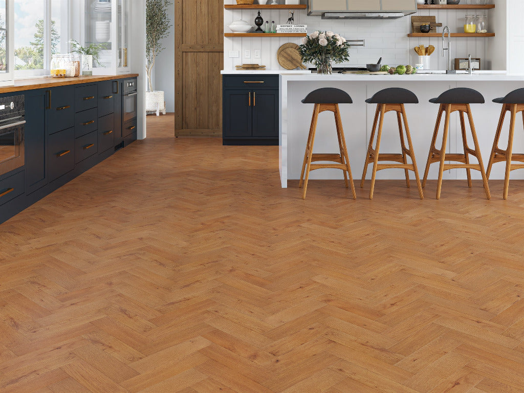 Belvedere Herringbone Engineered Wood Flooring - Harvest Oak