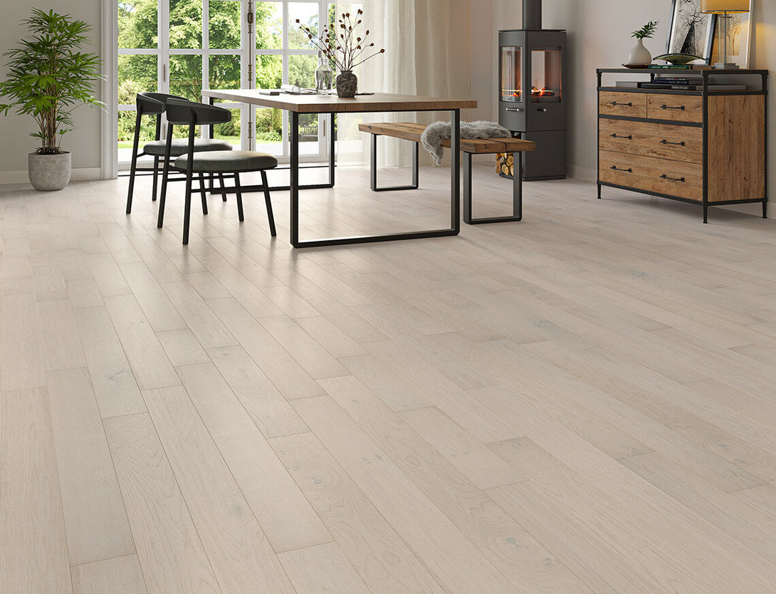 Belvedere Straight Plank Engineered Wood Flooring - Alpine White Oak