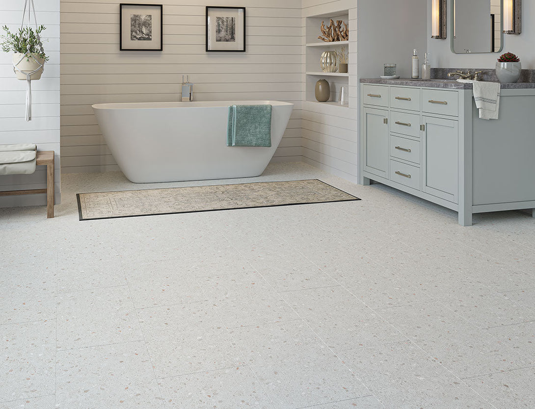 Arbor Tile Effect SPC LVT Flooring - Verona White Terrazzo