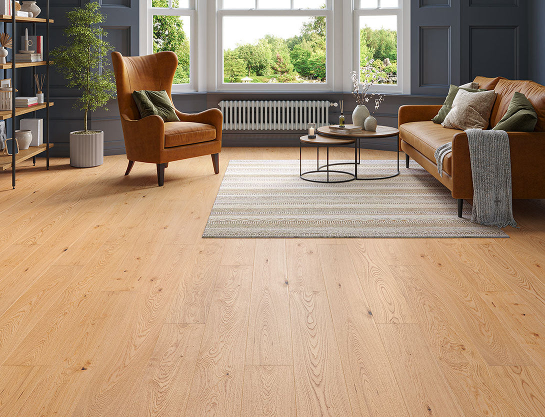 Belvedere Deluxe Straight Plank Engineered Wood Flooring - Polished Oak