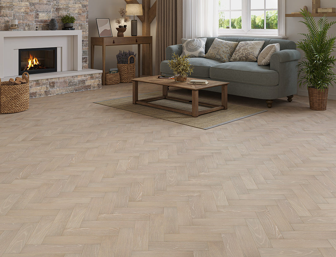 Belvedere Herringbone Engineered Wood Flooring - Ashen Oak