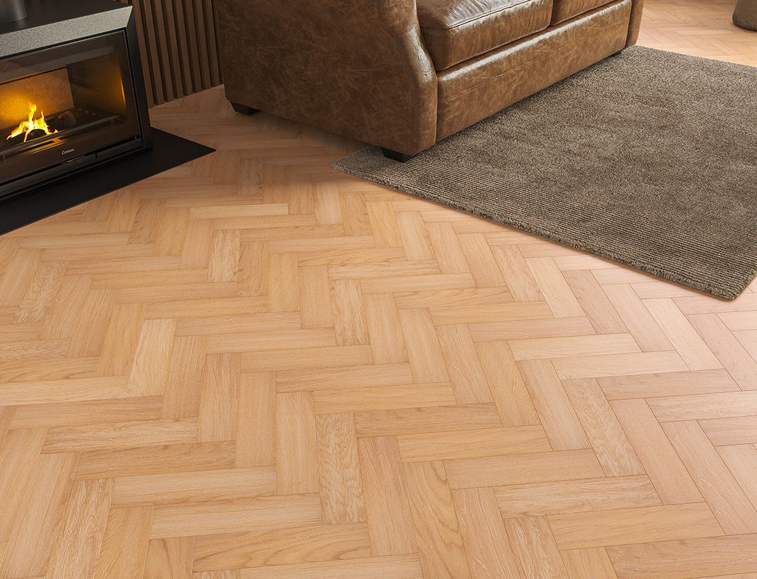 Belvedere Herringbone Engineered Wood Flooring - Meadow Oak