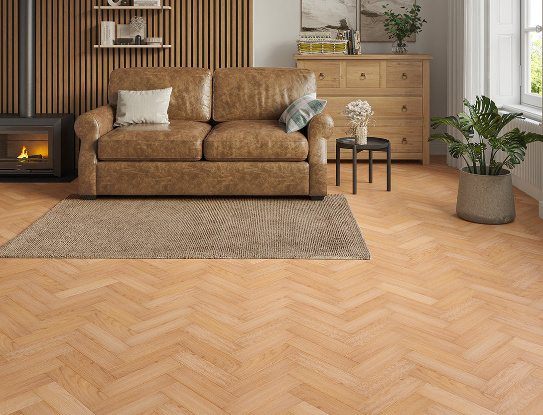 Belvedere Herringbone Engineered Wood Flooring - Meadow Oak
