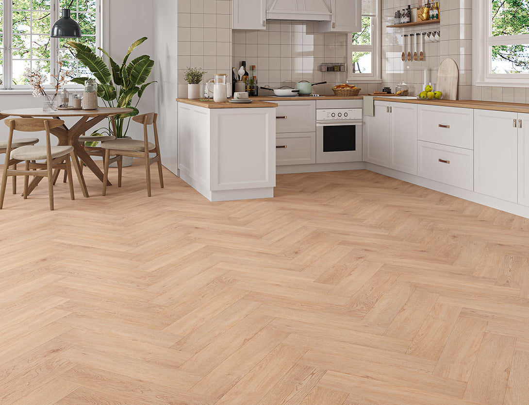 Arbor Herringbone SPC LVT Flooring - Honeyfield Oak