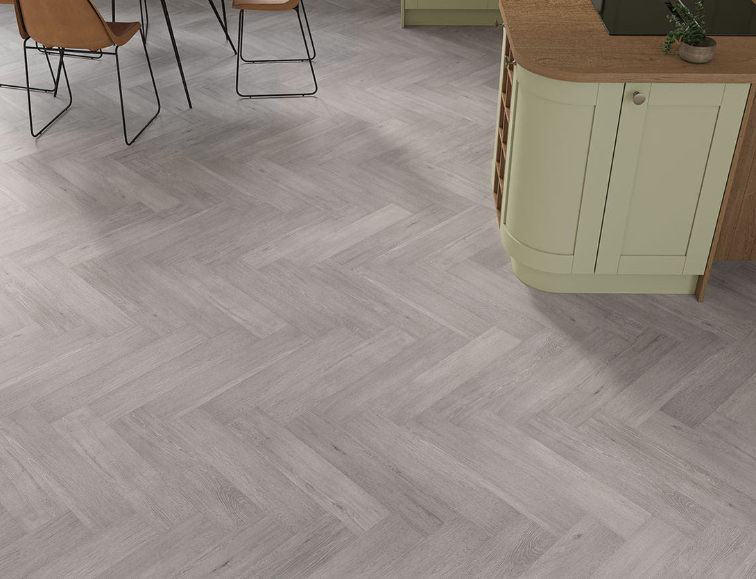 Arbor Herringbone SPC LVT Flooring - Drift Grey Oak