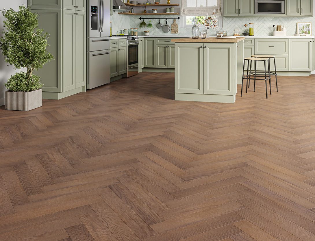 Pavilion Deluxe Herringbone Laminate Flooring - Cacao Oak