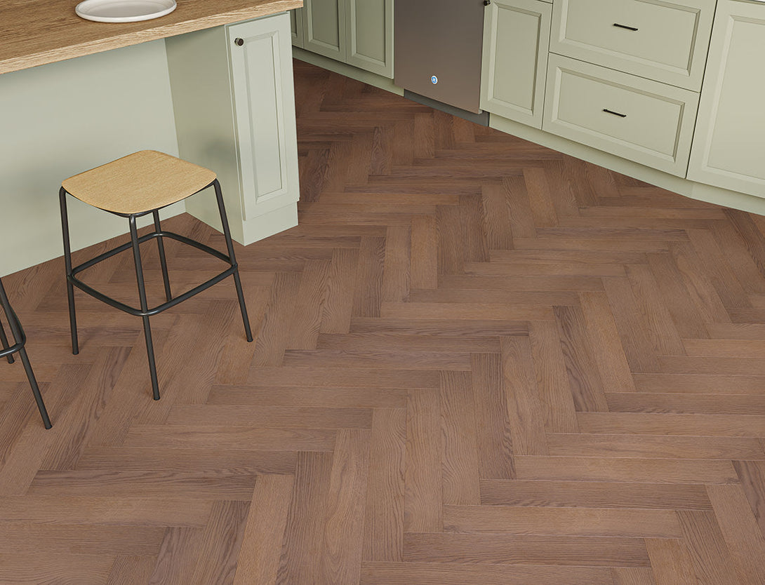 Pavilion Deluxe Herringbone Laminate Flooring - Cacao Oak