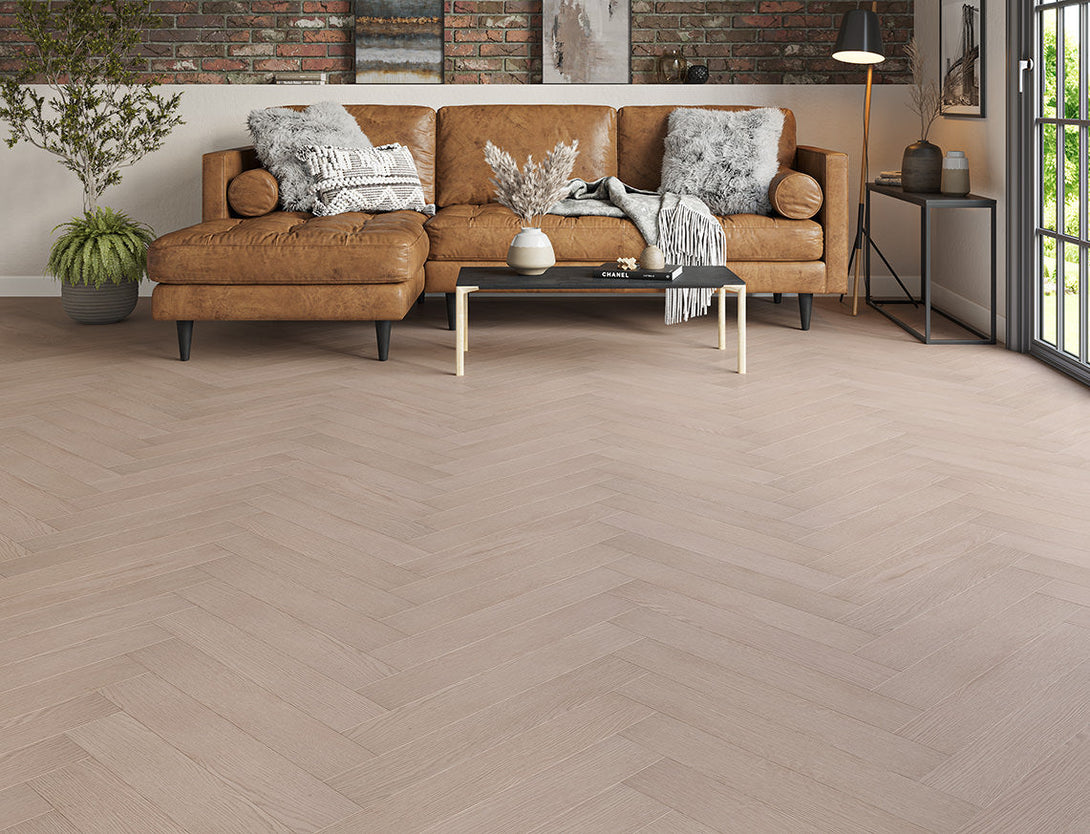 Pavilion Herringbone Laminate Flooring - Ash Grey Oak