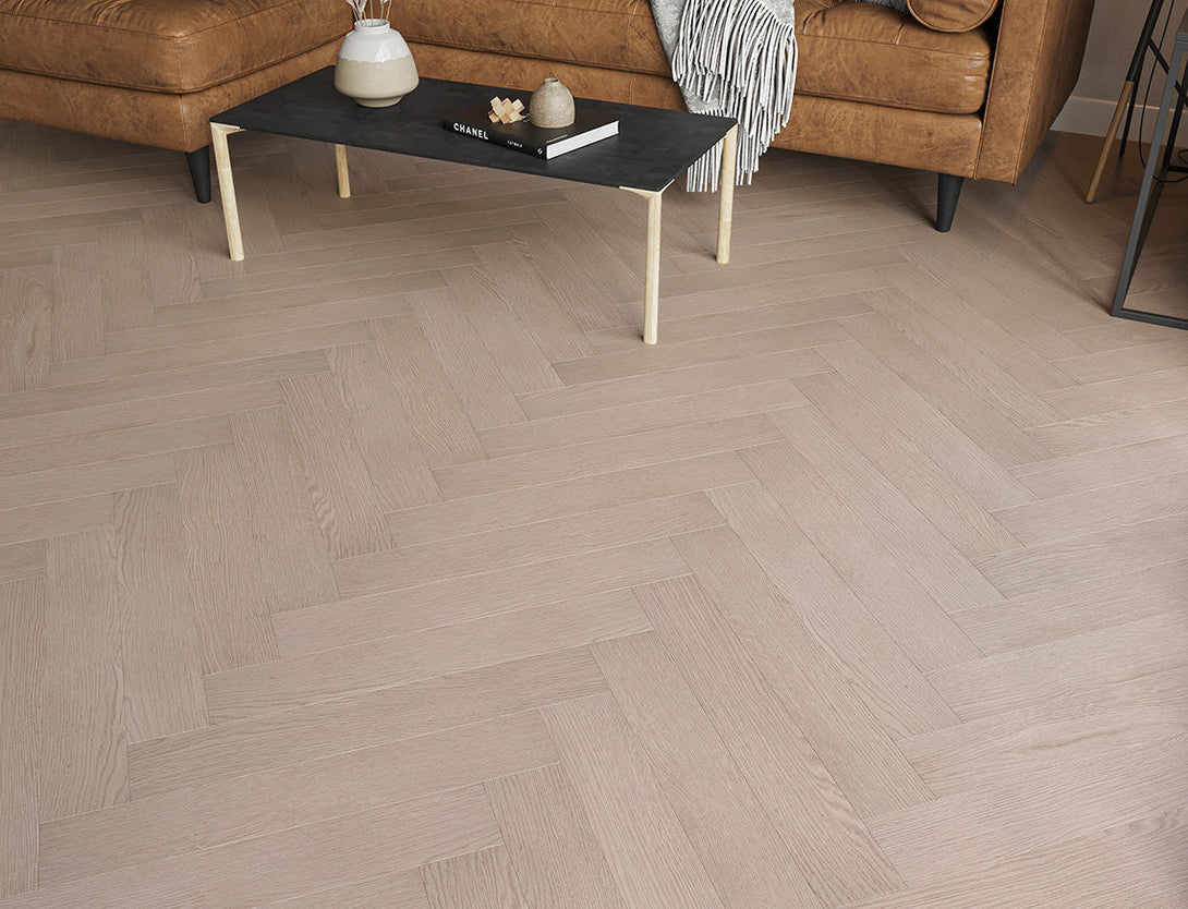 Pavilion Herringbone Laminate Flooring - Ash Grey Oak