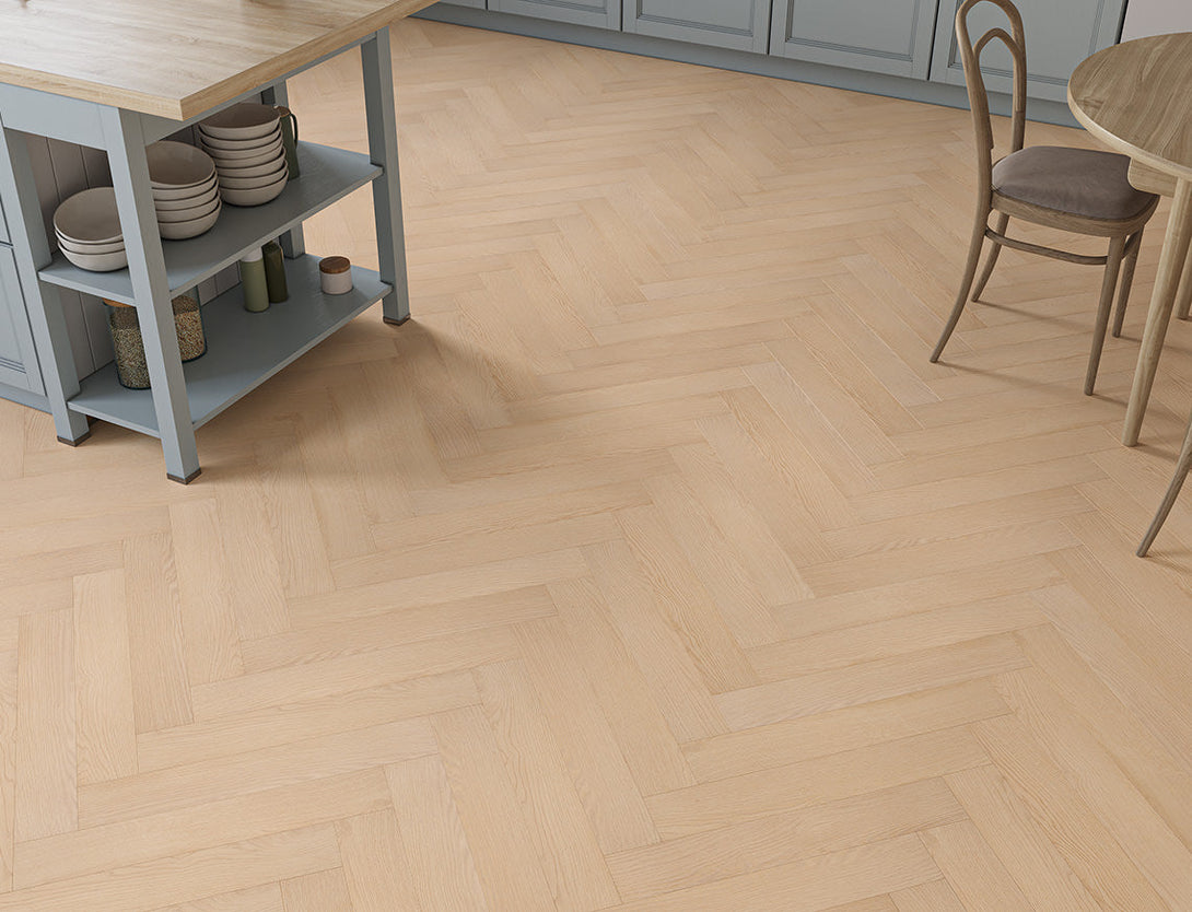 Pavilion Herringbone Laminate Flooring - Amber Honey Oak