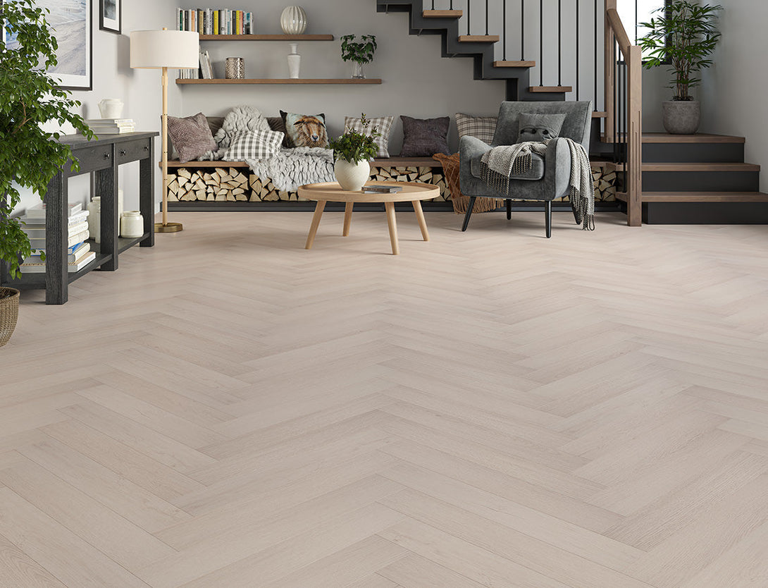 Pavilion Herringbone Laminate Flooring - Pale Ash Oak