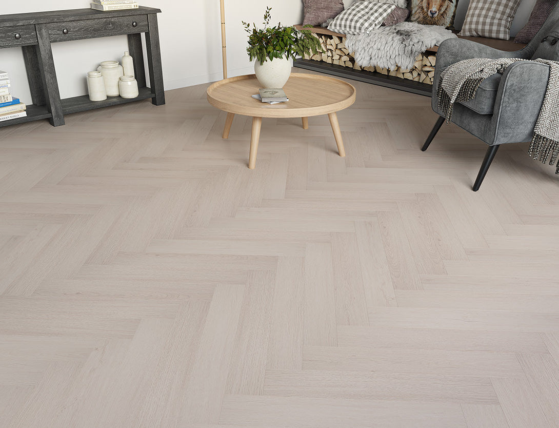 Pavilion Herringbone Laminate Flooring - Pale Ash Oak