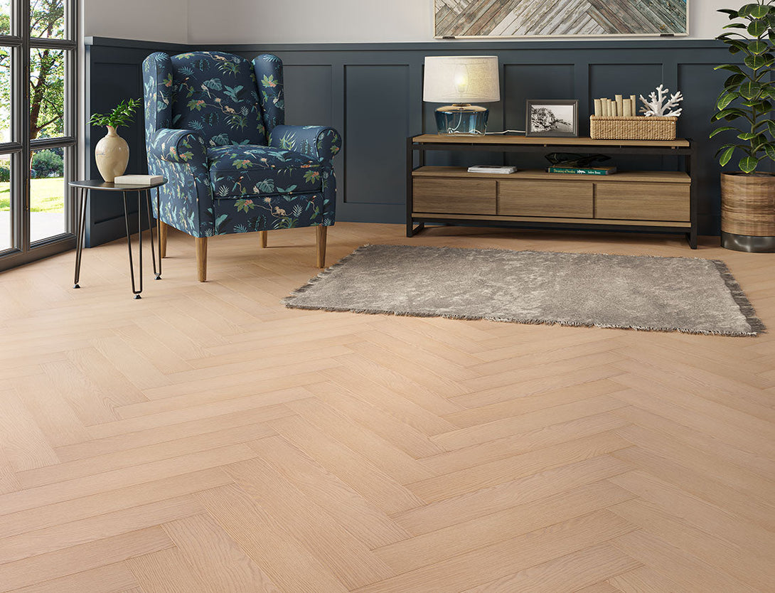 Pavilion Herringbone Laminate Flooring - Fawn Oak