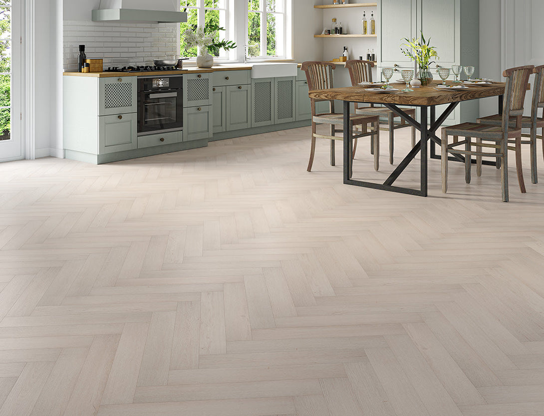 Pavilion Deluxe Herringbone Laminate Flooring - Pale Ash Oak