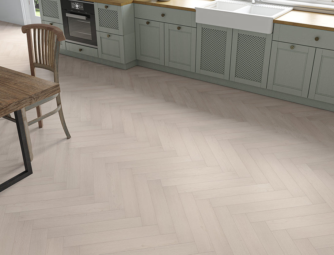 Pavilion Deluxe Herringbone Laminate Flooring - Pale Ash Oak