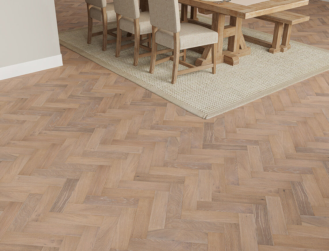 Belvedere Herringbone Engineered Wood Flooring - Smoked Slate Oak