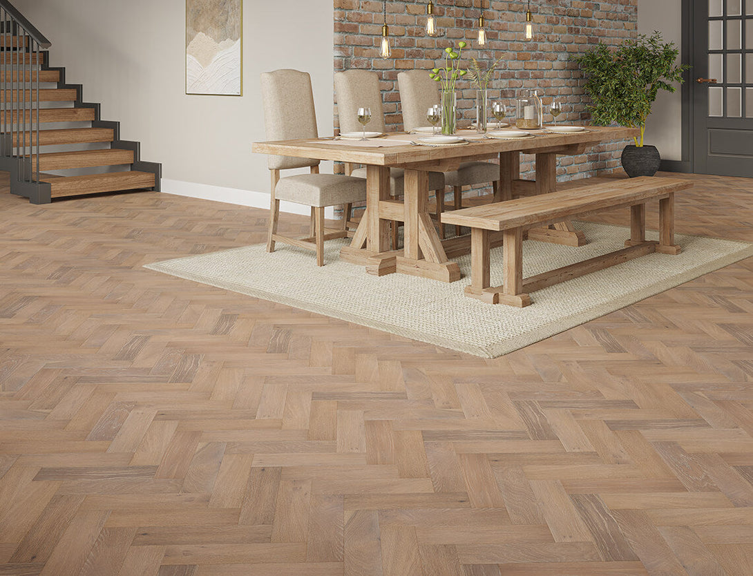 Belvedere Herringbone Engineered Wood Flooring - Smoked Slate Oak