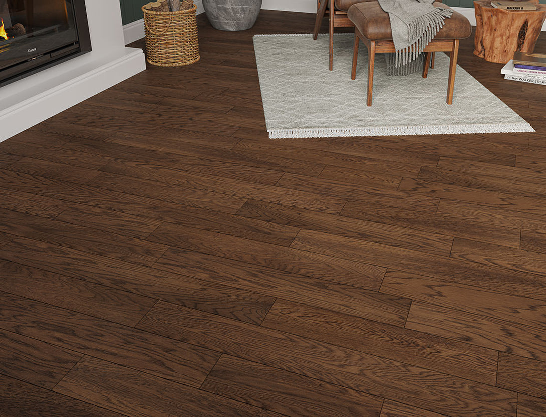 Belvedere Straight Plank Engineered Wood Flooring - Mocha Oak