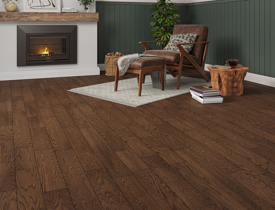 Belvedere Straight Plank Engineered Wood Flooring - Mocha Oak