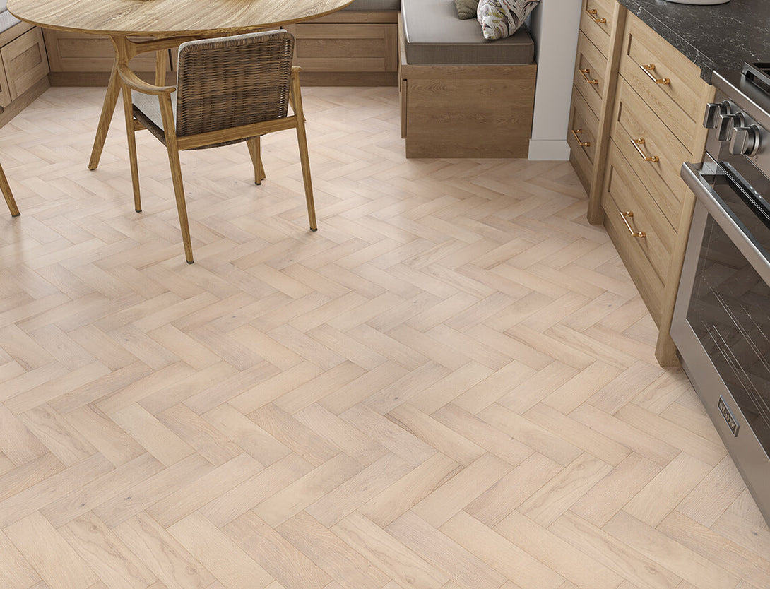 Belvedere Herringbone Engineered Wood Flooring - Chalk Oak