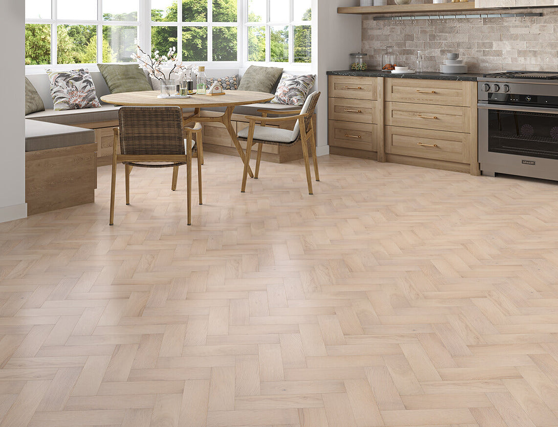 Belvedere Herringbone Engineered Wood Flooring - Chalk Oak